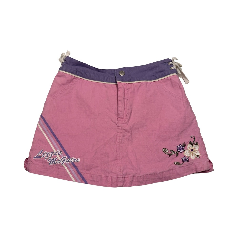 Vintage Lizzie McGuire Pink Purple Skort Girls Size 10 Floral Embroidered Y2K